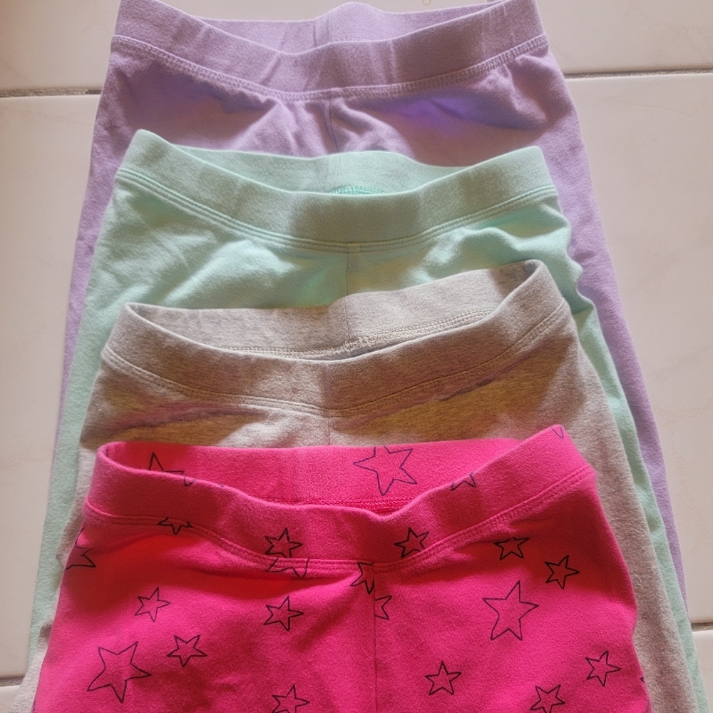 Kids leggings set of 4,size 6-7,green,grey,pink,purple,grey,spotted zebra